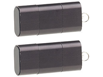 Kartenleser: PEARL 2er-Set Mini-Cardreader & USB-Stick für microSD bis 128 GB, USB A & C