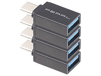 PEARL 4er-Set USB-3.0-Adapter mit Typ-C-Stecker auf Typ-A-Buchse