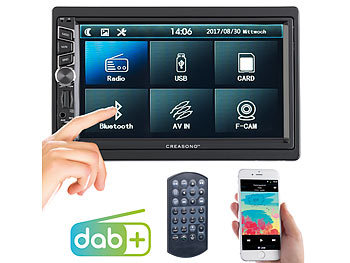 Autoradio 2DIN: Creasono 2-DIN-DAB+/FM-Autoradio, Touchdisplay, Bluetooth, Freisprecher, 4x45 W