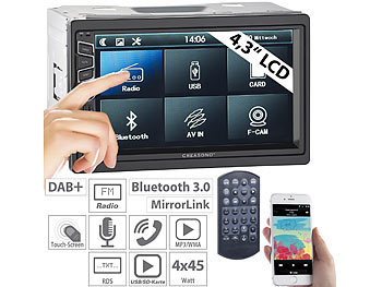DAB Autoradio mit MP3, Bluetooth: Creasono 2-DIN-DAB+/FM-Autoradio, Touchdisplay, Bluetooth (Versandrückläufer)