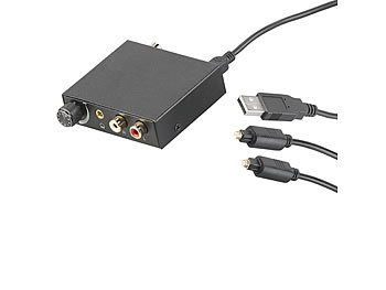 analog Digital Wandler: auvisio Audio-Konverter digital (TOSLINK/Koaxial) zu analog, Lautstärkeregler