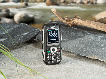 simvalley Mobile Stoßfestes Outdoor-Handy, Dual-SIM-Funktion, Bluetooth, FM-Radio, IP67