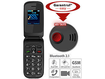 Klapptelefon: simvalley Mobile Notruf-Klapphandy XL-949 mit Garantruf Easy, Dual-SIM und Bluetooth