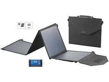 Solar-Panels faltbar: revolt Faltbares Solarpanel, USB-Laderegler, 4 monokrist. Solarzellen, 50 W
