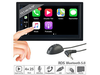 Autoradio Freisprech-Funktion, Bluetooth: Creasono 2-DIN-Autoradio mit Apple CarPlay, Freisprechfunktion, 17,1-cm-Display
