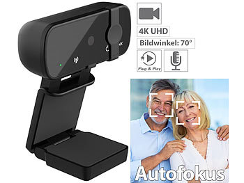PC Kamera 4K: Somikon 4K-USB-Webcam mit Linsenabdeckung, Mikrofon und Autofokus