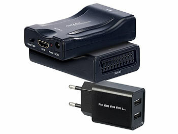 Converter: auvisio SCART-auf-HDMI-Adapter / Konverter 720p/1080p mit 2-Port-USB-Netzteil