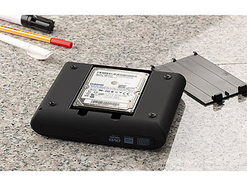 Xystec Mobile 4in1-Datenstation "MDC-410" mit DVD-Brenner & HDD-Gehäuse