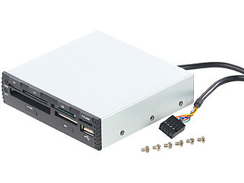 SD Kartenleser intern: Xystec Interner 3,5"-Card-Reader CR-560i mit Front-USB-2.0, schwarz