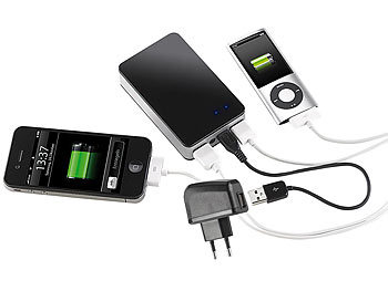revolt Powerbank mit 6600 mAh für iPod, iPhone, Handy + Netzteil