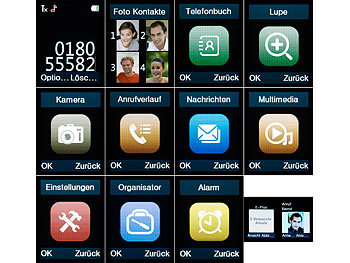 simvalley Mobile Notruf-Klapphandy, Garantruf Premium, 2 Displays, Versandrückläufer