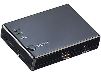 auvisio 3-fach-HDMI-Umschalter (Switch) mit Fernbedienung,bis 1080p (3D Ready)