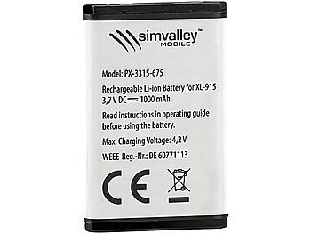 simvalley Mobile Reserve-Akku 1000 mAh für Komfort-Handy XL-915