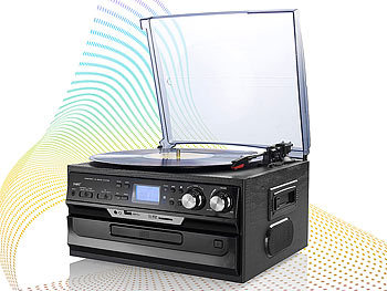 auvisio Kompakt-Stereoanlage MHX-500.LP für Schallplatte, CD, MC, MP3