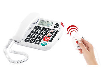 simvalley Notruf-Senioren-Telefon XLF-80Plus mit Garantruf, weiß