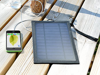 revolt USB-Solarpanel für Mobilgeräte & Powerbanks, 5 Watt, 5 V, 1 A