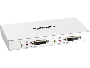 Xystec KVM-Switch USB/DVI/Audio für 2 PCs inkl. Anschluss-Kabel