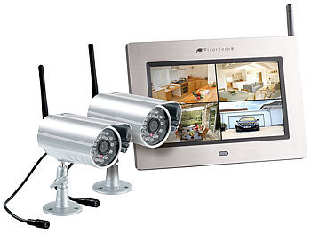 VisorTech Kabelloses Überwachungssystem mit 2 IR-Funk-Kameras