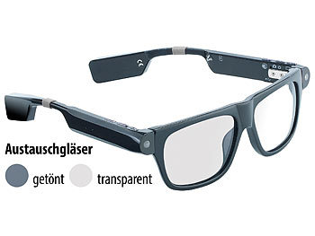 Brille Kamera: simvalley Mobile Smart Glasses SG-100.bt mit Bluetooth und 720p HD