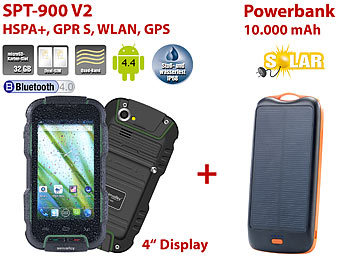 simvalley Mobile Outdoor-Smartphone SPT-900 V2 + Solar-Powerbank
