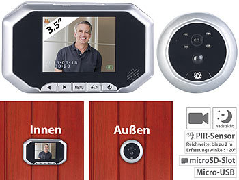 Kamera für Haustür: Somikon Digitale Türspion-Kamera, 8,9-cm-Display, PIR, HD-Aufnahme, Nachtsicht