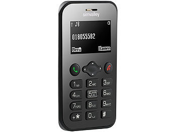 simvalley Mobile Scheckkarten-Handy Pico RX-486 mit BT, Garantruf, GPS
