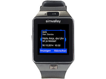 simvalley Mobile 1,5"-Handy-Uhr & Smartwatch mit Bluetooth 3.0 (Versandrückläufer)
