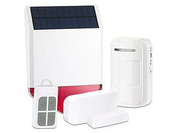 Solaralarmanlage: VisorTech Solar-Funk-Alarmalage XMD-4400.easy, 110 dB, 5-teiliges Starter-Set