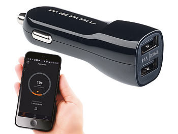 Koffer Alarm: Lescars Kfz-USB-Ladegerät mit Standortmarker, Bluetooth, 12/24V, 2x USB, 2,1 A