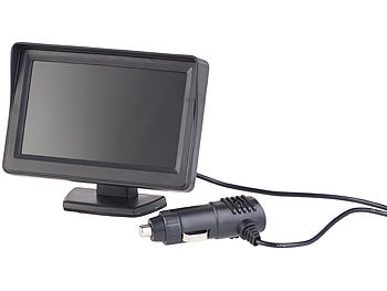 Lescars Funk-Rückfahrkamera in Nummernschildhalter m. Monitor & Abstandswarner
