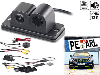 Parksensoren: Lescars Farb-Rückfahrkamera und Einparkhilfe, 90°-Bildwinkel, Abstandswarner