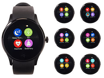 simvalley Mobile Handy-Uhr & Smartwatch für iOS & Android, mit Bluetooth & Herzfrequenz