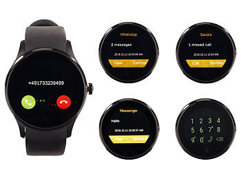 simvalley Mobile Handy-Uhr & Smartwatch mit Bluetooth, Herzfrequenz (Versandrückläufer)