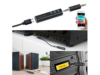 Audio Adapter: auvisio Audioadapter für HiFi-Anlage/Kopfhörer, Freisprech-Funktion, Bluetooth