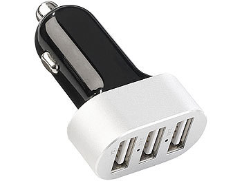 revolt Kompaktes Kfz-Ladegerät mit 3 USB-Ports, 12 V auf 5 V, 6,3 A, 31,5 W