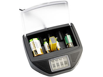 Batterie Ladegeräte: tka Universal-Akku-Schnell-Ladegerät, 2x USB für Li-Ion/NiCd/NiMH/9V-Block