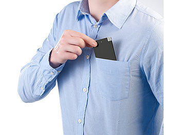 revolt Ultra-Slim-Powerbank im Kreditkarten-Format, 2000 mAh, Micro-USB-Kabel