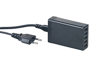 revolt 2er-Set 5-Port-USB-Netzteil mit dynamischer Ladestrom-Anpassung, 40 W