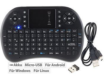 GeneralKeys Mini-Funktastatur MFT-240, mit Touchpad und Multimedia-Tasten