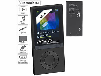 MP4 Player: auvisio MP3-Player V3 mit UKW-Radio & E-Book-Reader, microSD, Bluetooth 4.1