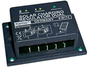 Kemo Kleiner Laderegler für Solarpanels und 1 oder 2 Akkus, 12 V, 16 A