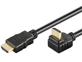 HDMI-Kabel für HDTV: auvisio HDMI-Kabel, vergoldeter Stecker, 90° gewinkelt, 2 m
