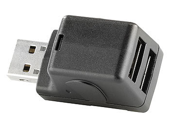 Kompakter 2-Port USB2.0 Hub mit integriertem microSD/HC Card-Reader