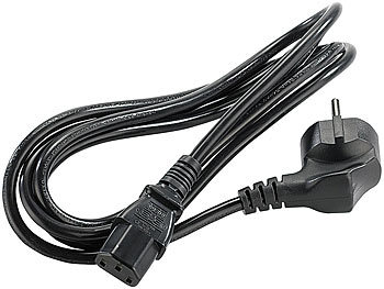 Kaltgeräte-Stromkabel mit Schutzkontakt-Stecker, schwarz, 1,8 m