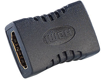 HDMI Verlängerung: auvisio Kupplung für HDMI-Kabel, 2x HDMI-Buchse, vergoldet