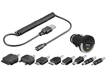 Kfz-USB-Netzteil 12V/24V auf USB + 8 Ladeadapter für iPhone & Handys