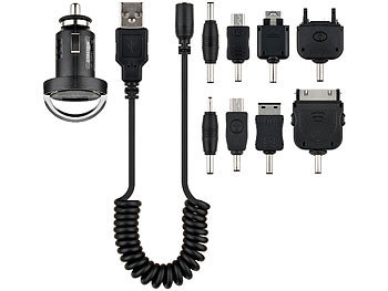 Kfz-USB-Netzteil 12V/24V auf USB + 8 Ladeadapter für iPhone & Handys