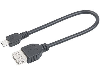 Micro USB Adapter: auvisio USB-OTG-Adapterkabel, Micro-USB Stecker zu USB-Buchse, 20 cm