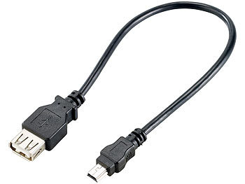 auvisio USB-OTG-Adapterkabel, Mini-USB-Stecker zu USB-Buchse, 20 cm