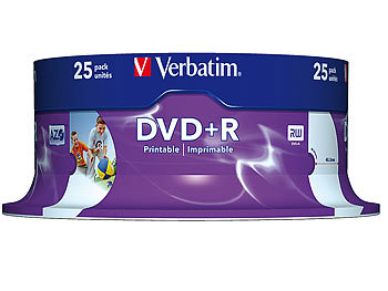 Verbatim DVD+R 16x Super AZO+ Photo-Printable, 25er-Spindel